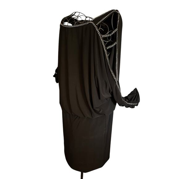 Cold Shoulder Rhinestone Dolman Black Betsy & Adam Cocktail Party Dress Size10 - Picture 9 of 16
